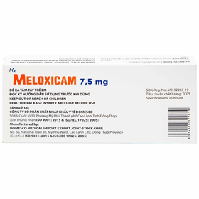 Thuốc Meloxicam 7.5mg  Domesco điều trị viêm xương khớp, viêm cột sống (2 vỉ x 10 viên)