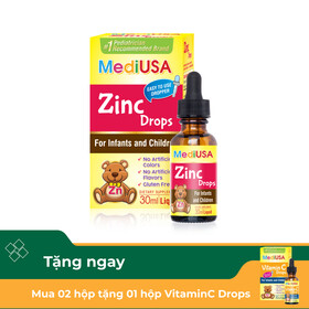 Dung dịch MediUSA ZinC Drops giúp bé khỏe mạnh, ăn ngon, kích thích hệ miễn dịch (30ml)