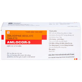Thuốc Amlocor-5 Torrent điều trị tăng huyết áp, đau thắt ngực (3 vỉ x 10 viên)