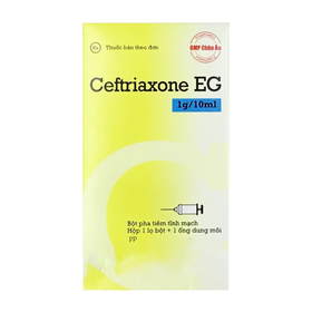 Bột pha tiêm Ceftriaxon EG 1g/10ml Pymepharco điều trị nhiễm khuẩn huyết, viêm màng não (lọ 1g + ống 10ml)