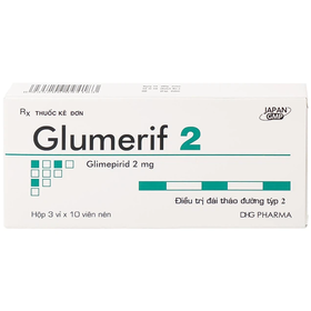Thuốc Glumerif 2 DHG điều trị bệnh đái tháo đường tuýp 2 (3 vỉ x 10 viên)