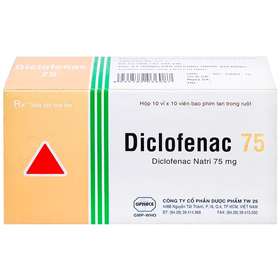 Thuốc Diclofenac 75 điều trị dài ngày viêm khớp mạn, thoái hóa khớp (10 vỉ x 10 viên)
