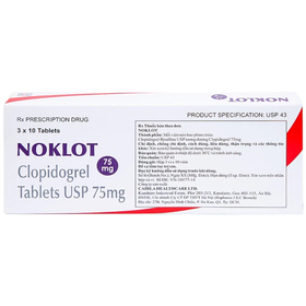 Thuốc Noklot 75mg hỗ trợ phòng ngừa tai biến xơ vữa động mạch ( hộp 3 vỉ x 10 viên)