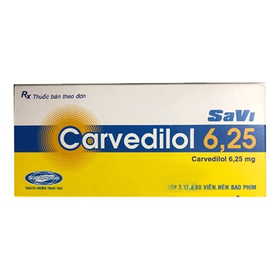 Thuốc Carvedilol 6.25 Savi điều trị tăng huyết áp, suy tim sung huyết (3 vỉ x 10 viên)