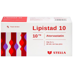 Viên nén Lipistad 10mg hỗ trợ điều trị tăng cholesterol máu (Hộp 10 viên)