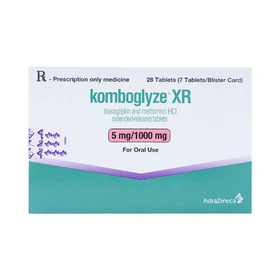 Viên nén Komboglyze XR 5mg/1000mg AstraZeneca hỗ trợ kiểm soát đường huyết (4 vỉ x 7 viên)