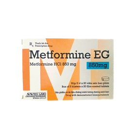 Thuốc Metformin 850mg EG điều trị đái tháo đường tuýp 2 (5 vỉ x 20 viên)