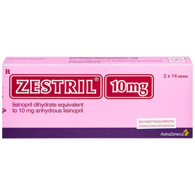 Thuốc Zestril 10mg điều trị tăng huyết áp, suy tim (2 vỉ x 14 viên)
