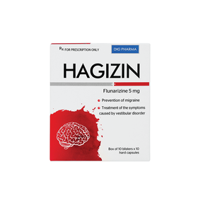 Thuốc Hagizin 5mg DHG điều trị dự phòng đau nửa đầu, chóng mặt, hoa mắt (10 vỉ x 10 viên)