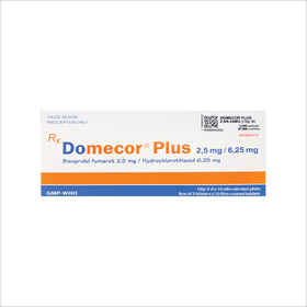 Domecor Plus 2.5mg/6.25mg trị tăng huyết áp (3 vỉ x 10 viên)