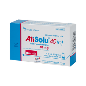 Bột pha tiêm Atisolu 40 dùng chống viêm, giảm miễn dịch (1 lọ bột + 1 ống 1ml)
