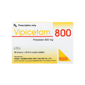 Thuốc điều trị các triệu chứng chóng mặt, đột quỵ Vipicetam 800 Hassan (10 vỉ x 10 viên)