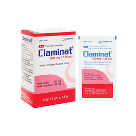 Thuốc bột pha hỗn dịch uống Claminat IMP 500mg/62.5mg điều trị nhiễm khuẩn (12 gói)