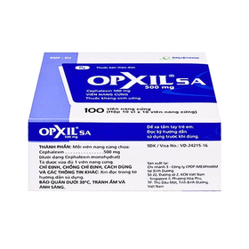 Thuốc Opxil SA 500mg điều trị các chứng nhiễm khuẩn (10 vỉ x 10 viên)