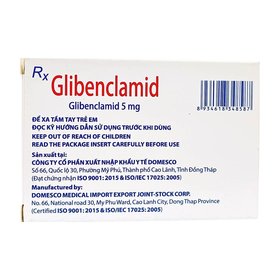 Thuốc Glibenclamid điều trị đái tháo đường type 2 (hộp 5 vỉ x 20 viên)