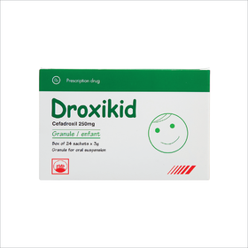 Cốm pha hỗn dịch uống Droxikid 250mg trị nhiễm khuẩn đường tiết niệu (24 gói x 3g)
