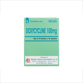 Thuốc Doxycyclin 100mg điều trị nhiễm khuẩn (10 vỉ x 10 viên)