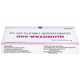 Thuốc Quinotab 500mg điều trị các chứng nhiễm trùng (1 vỉ x 10 viên)