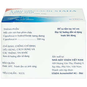 Thuốc Ciprofloxacin EG 500mg điều trị trong các trường hợp nhiễm khuẩn (10 vỉ x 10 viên)