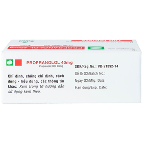 Thuốc Propranolol 40mg TV.Pharm điều trị tăng huyết áp, đau thắt ngực (10 vỉ x 10 viên)