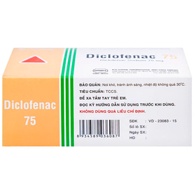 Thuốc Diclofenac 75 điều trị dài ngày viêm khớp mạn, thoái hóa khớp (10 vỉ x 10 viên)