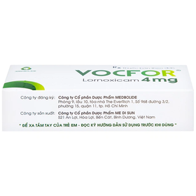 Thuốc Vocfor 4mg điều trị đau sau phẫu thuật (3 vỉ x 10 viên)