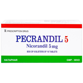 Thuốc Pecrandil 5mg ngăn ngừa và điều trị lâu dài đau thắt ngực (6 vỉ x 10 viên)