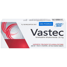 Thuốc Vastec 20MG điều trị đau thắt ngực ổn định ( hộp 2 vỉ x 30 viên)