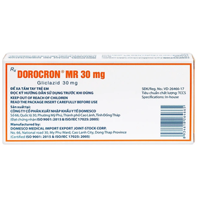 Thuốc Dorocron MR 30mg điều trị đái tháo đường tuýp 2 (2 vỉ x 30 viên)