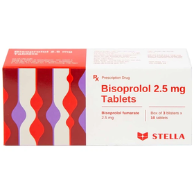 Thuốc Bisoprolol 2.5mg Stella hỗ trợ điều trị tăng huyết áp, đau thắt ngực mạn tính ổn định (Hộp 3 vỉ x 10 viên)