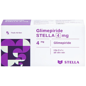 Thuốc Glimepiride Stella 4mg hỗ trợ điều trị đái tháo đường tuýp 2 (3 vỉ x 10 viên)