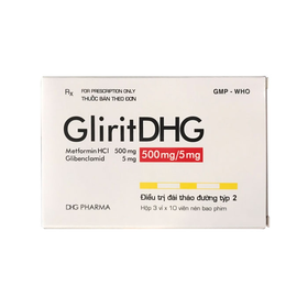 Thuốc GLIRITDHG 500/5 điều trị tiểu đường (3 vỉ x 10 viên)