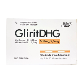 Thuốc Glirit 500mg/2,5mg hỗ trợ điều trị đái tháo đường tuýp 2 (Hộp 30 viên)