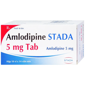 Thuốc Amlodipine Stada 5mg Tab Điều Trị Tăng Huyết Áp, Đau Thắt Ngực (Hộp 10 vỉ x 14 viên)