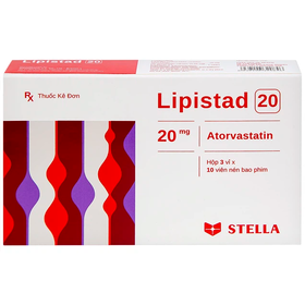 Viên nén Lipistad 20 điều trị tăng cholesterol máu (3 vỉ x 10 viên)