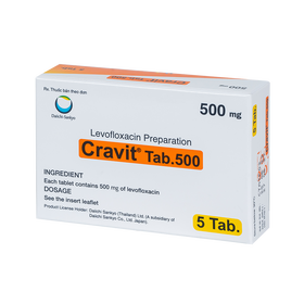 Thuốc Cravit 500 trị nhiễm khuẩn (1 vỉ x 5 viên)