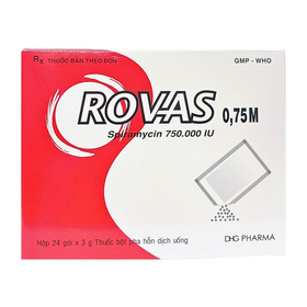 Bột pha hỗn dịch uống Rovas 0.75M DHG điều trị nhiễm khuẩn hô hấp, da (24 gói x 3g)