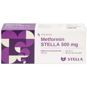 Thuốc Metformin Stella 500mg Điều Trị Bệnh Đái Tháo Đường Tuýp 2 (Hộp 3 Vỉ X 10 Viên)