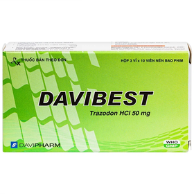 Thuốc Davibest 50mg hỗ trợ điều trị giảm triệu chứng của tất cả các dạng trầm cảm (Hộp 30 viên)