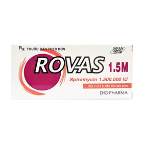 Thuốc Rovas 1.5M IU DHG điều trị nhiễm khuẩn đường hô hấp, da (2 vỉ x 8 viên)