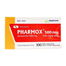 Thuốc Pharmox 500mg điều trị các trường hợp nhiễm khuẩn (10 vỉ x 10 viên)