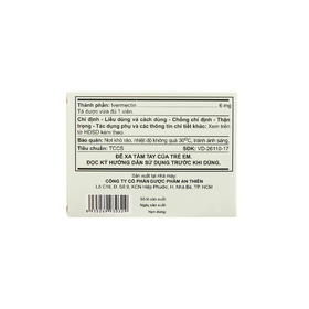 Thuốc Ivermectin 6mg điều trị bệnh nhiễm ký sinh trùng (1 vỉ x 4 viên)