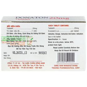 Thuốc Donaton 20 điều trị rối loạn chức năng cương cứng dương (2 vỉ x 2 viên)