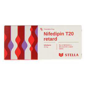 Thuốc Nifedipin T20 retard Stella dự phòng đau thắt ngực, điều trị tăng huyết áp (10 vỉ x 10 viên)