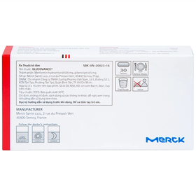 Thuốc Glucovance 500mg/5mg Merck điều trị tiểu đường tuýp 2 (2 vỉ x 15 viên)
