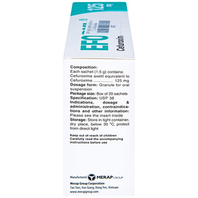 Thuốc Efodyl 125mg Merap điều trị nhiễm khuẩn nhẹ đến vừa (20 gói)