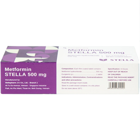 Thuốc Metformin Stella 500mg Điều Trị Bệnh Đái Tháo Đường Tuýp 2 (Hộp 3 Vỉ X 10 Viên)