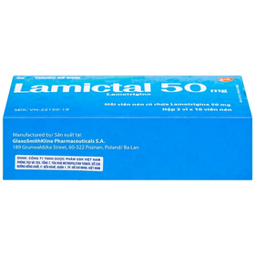 Thuốc Lamictal 50mg hỗ trợ điều trị động kinh và phòng ngừa bệnh rối loạn lưỡng cực (Hộp 30 viên)