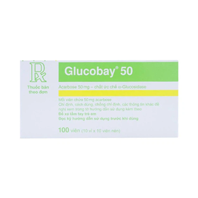Thuốc Glucobay 50 điều trị kết hợp chế độ ăn kiêng cho bệnh nhân đái tháo đường (10 vỉ x 10 viên)