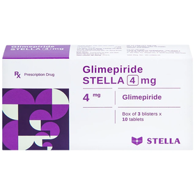 Thuốc Glimepiride Stella 4mg hỗ trợ điều trị đái tháo đường tuýp 2 (3 vỉ x 10 viên)